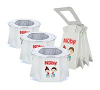 Nuby Lot de 3 pots de voyage jetables avec doublure - Pot pliable et portable ; pot essentiel pour le camping, les voyages et les promenades en voiture - Pot de voyage pour tout-petits