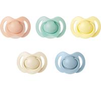 Nuby Lot 5 sucettes orthodontiques silicone 6-18 mois 3 modèles jour/nuit 2 phosphorescentes Sans BPA