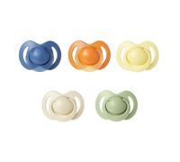 Nuby - Lot de 5 tétines et sucettes orthodontiques en silicone douce | 3 modèles jour et nuit | 2 phosphorescentes | Sans BPA | Imitent le sein | 18-36 mois