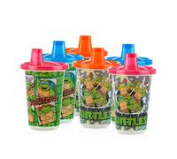 Nuby Lot de 6 gobelets et couvercles réutilisables avec bec verseur, Nickelodeon Teenage Mutant Ninja Turtles, 300 ml