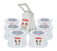 Nuby Lot de 6 pots de voyage jetables avec doublure - Pot pliable et portable ; pot essentiel pour le camping, les voyages et les promenades en voiture - Pot de voyage pour tout-petits
