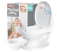 Nuby - My Real Potty - Pot bébé Pour Apprentissage de la Propreté - Pot Enfant Avec Bruit de Chasse et Piles Incluses - Toilettes Enfant +18 Mois - WC Bébé Réaliste Pour Pratiquer - Blanc