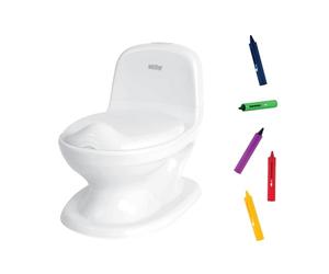 Nûby - My Real Potty - Pot d’apprentissage avec son de chasse réaliste & crayons de bain - Promo Pack - 18m+