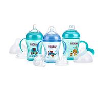 Nuby Natural Touch Lot de 3 biberons à bonnet pour garçon