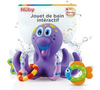 Nuby Jouet de bain – Pieuvre flottante 3 anneaux, jouet interactif 18+ mois – Violet