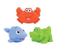 Nuby - Set de jouets de bain à jet d’eau - 3 pièces - Crabe, Crocodile et Poisson - Pulvérise de l’eau lorsqu’on appuie - Idéal pour la baignoire - 6M+