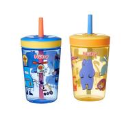 Nuby Sip It Swirler Cup - Gobelet pour enfant avec paille à 360° | Anti-déversement | 420 ml | Convient aux enfants de 18 mois | Lot de 2 (bleu et jaune)
