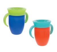 Nuby Tasse 360° antifuite - Poignées ergonomiques - 210 ml - Bleu/Orange - Dès 4 mois - Lot de 2