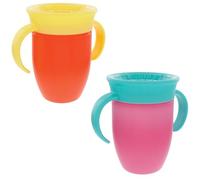 Nuby Tasse 360° antifuite Poignées ergonomiques 210 ml Rose/Orange Lot de 2 Dès 4 mois