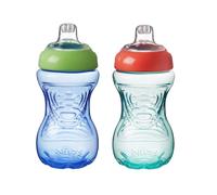 Nuby Tasse Anti-Fuite Easy Grip Enfant, Lot de 2, 300ml, +6 Mois, Garçon