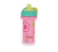 Nuby Tasse isotherme Easy Grip | Inclut Paille | Motifs Fleur | 270ml | 6+ Mois
