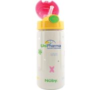 Nuby Taza con Botón y Pajita Blanda #Surf Rosa 540ml 1ud