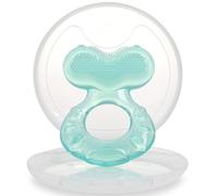Nuby Teethe-Eez Jouet de Dentition Silicone, Apaise Gencives, +3 Mois, Aqua | Anneau de dentition réfrigéré, multiples surfaces, stimule la motricité orale & apaise les gencives de bébé