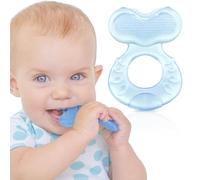 Nuby Anneau de dentition Teethe-eez souple en silicone surface massante étui hygiénique Bleu +3 mois