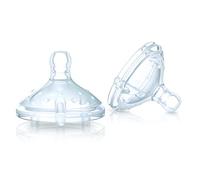 Nuby - Tétine de biberon SoftFlex - Lot de 2 tétines de remplacement - Débit moyen - 3+ mois