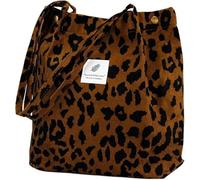 Nucalt 1 pcs Brown Leopard Modèle Tote bag Femme pour Voyage gym et Shopping Tote bag Femme en Velours côté Réutilisable