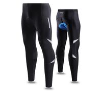 NuCamper Pantalon Cyclisme Long Homme Respirant Compression VTT Pantalon de Gel Tapis Perforés au Laser et Bandes Réfléchissantes Convient pour Conduite de Nuit Motocycle MTB
