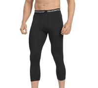 NuCamper Pantalon de Compression 3/4 pour Homme, Compression Running Leggings Collant à Séchage Rapide Pantalon de Couche Base Layer pour Sport Basketball Gym Athlétique Entraînement Fitness