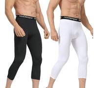 NuCamper Pantalon de Compression 3/4 pour Homme, Compression Running Leggings Collant à Séchage Rapide Pantalon de Couche Base Layer pour Sport Basketball Gym Athlétique Entraînement Fitness
