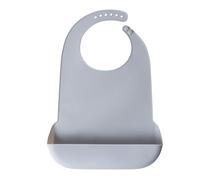 Nucelit Bavoir en silicone pour adultes de grande taille - Imperméable - 6 niveaux réglables - Bleu - Couverture de repas en silicone, gris, taille unique