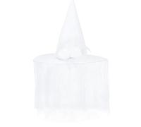 Nucelit Chapeau de sorcière rose effrayant pour mariée fantôme Cosplay Halloween Fête à thème floral Blanc foncé Chapeau de sorcière avec voile Rose Halloween mariée