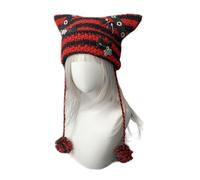 Nucelit Chapeau punk en os rayé décontracté tricoté pour fille Y2K avec chapeau punk souple crocheté