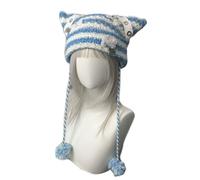Nucelit Chapeau punk en os rayé décontracté tricoté pour fille Y2K avec chapeau punk souple crocheté