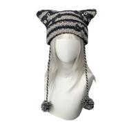 Nucelit Chapeau punk en os rayé décontracté tricoté pour fille Y2K avec chapeau punk souple crocheté