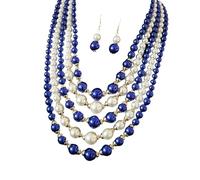 Nucelit Ensemble collier et boucles d'oreilles en fausses perles respirantes, design élégant pour mariages, usage quotidien et occasions spéciales, fête de mariage avec perles d'imitation, taille