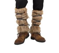 Nucelit Guêtres médiévales en cuir - Chauffe-jambes médiéval réglable - Garde mercenaire - Accessoires de costume - Marron, marron, taille unique