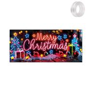 Nucelit Housse de garage de Noël activée par la lumière, brille dans le noir avec Père Noël dessin animé, décoration de vacances plate 2D pour extérieur et intérieur