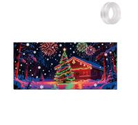 Nucelit Housse de garage de Noël activée par la lumière, brille dans le noir avec Père Noël dessin animé, décoration de vacances plate 2D pour extérieur et intérieur