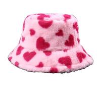 Nucelit Joli bob à motif de cœur pour un usage quotidien tendance en peluche pour pêcheur en plein air, shopping, marche, rose rouge, taille unique