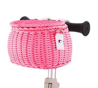 Nucelit Panier avant en osier tissé pour vélos avec ceinture et couvercle pour guidon, panier de rangement pour vélos pour enfants