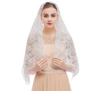 Nucelit Voile châle polyvalent en dentelle pour un usage quotidien et des occasions spéciales Voile en dentelle pour femme Mantilla, blanc, Taille unique