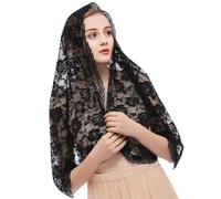 Nucelit Voile châle polyvalent en dentelle pour un usage quotidien et des occasions spéciales Voile en dentelle pour femme Mantilla, Noir , Taille unique