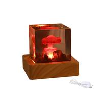 Nuclear Blast Veilleuse 3D Champignon Nuage Nuage Nuage Bombe atomique Lampe de Table Nucléaire Explosion Bombe Lampe Atmosphère pour Nouveauté Décoration (Petit)