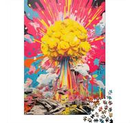 Nuclear Explosion Puzzle Adulte 1000 Pièces, 70x50cm/1000pcs, Pièces Blanches pour Un Tri Ordonné; Cadeau De Crémaillère pour La Maison