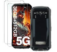 NUCNOK Coque pour DOOGEE Vmax Plus 5G [Antichoc & Anti-Rayures]+ [2 Pièces] Verre Trempé Protection écran,Protection Complète Souple Silicone Coque Etui (Noir)