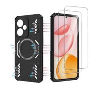 NUCNOK Coque pour Honor 400 + Verre Trempé,Coque Téléphone Perforée à Dissipation Thermique,Anti-Chute Antichoc Renforcée Bumper Silicone Etui Housse,Noir