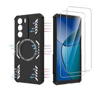 NUCNOK Coque pour Realme C71 4G/5G + Verre Trempé,Coque Téléphone Perforée à Dissipation Thermique,Anti-Chute Antichoc Renforcée Bumper Silicone Etui Housse,Noir