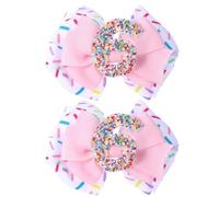 Nœud à cheveux d'anniversaire pour bébé fille, confettis à saupoudrer de confettis pour 6e anniversaire pour filles, pinces à nœud sur le thème de la crème glacée pour bébé fille, accessoires de