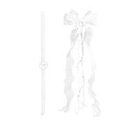 Nœud à cheveux en perles, ruban floral blanc, accessoire de coiffure de communion, décoration de pince à cheveux élégante pour fille, style formel de fête de mariage, pour église, baptême, anniversair