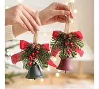 Nœud avec clochettes ornementales porte-bonheur faites à la main en corde à suspendre sur un mur ou une porte, guirlande d'arbre de Noël, décorations à suspendre, vert