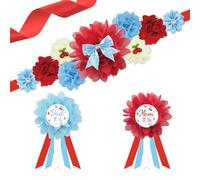 Nœud bleu cerise pour fête prénatale, écharpe de maternité et épingle de corsage avec inscription « He's the Cherry on Top Mom to Be Dad to Be » pour fête prénatale, révélation du sexe, accessoires de