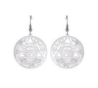 Nœud Celtique Oeil d'Horus Boucles d'oreilles Ankh Croix Déesse Egyptienne Isis Croissant Allah Rond Double Aile Bijoux Amulette Religieuse pour Femmes (argent 2)