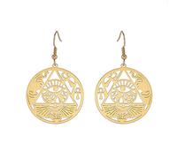Nœud Celtique Oeil d'Horus Boucles d'oreilles Ankh Croix Déesse Egyptienne Isis Croissant Allah Rond Double Aile Bijoux Amulette Religieuse pour Femmes (or2)