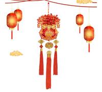 Nœud chinois - Décoration 2026 - Pendentif traditionnel du Nouvel An chinois - Décoration rouge pour balcon, salon, couloir, école, magasin, cadeau, feutre de qualité supérieure, filigrane, rouge