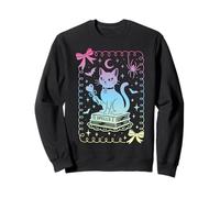 Nœud coquet Chat Noir Livres Grimoire Sorcière Pastel Filles Sweatshirt