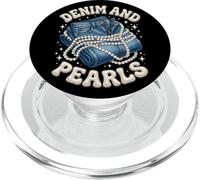 Nœud Coquette Princesse Denim et Perles Élégant Femmes Filles PopSockets PopGrip pour MagSafe